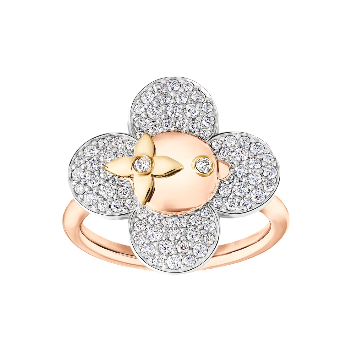 (W) 루이비통 비비엔 링 3 골드 & 다이아몬드 핑크 화이트 옐로우 골드((W) Louis Vuitton Vivienne Ring 3 Gold & Diamond Pink White Yellow Gold) - 1