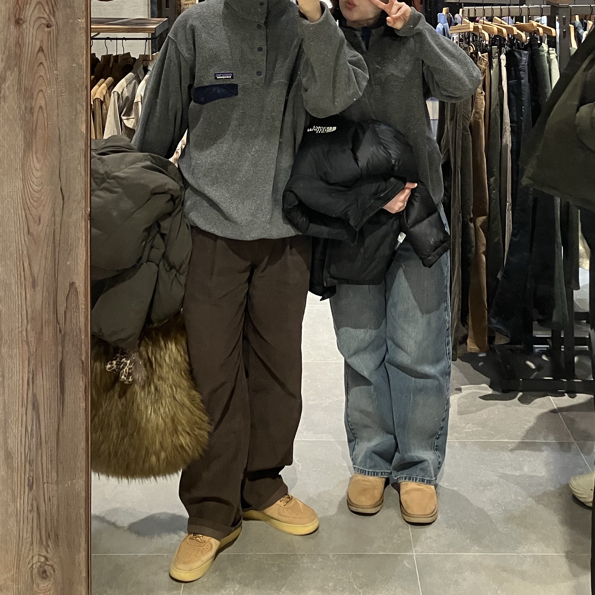 Patagonia Synchilla Snap-T Fleece Pullover Nickel Navy Blue 착용 스타일 - 1