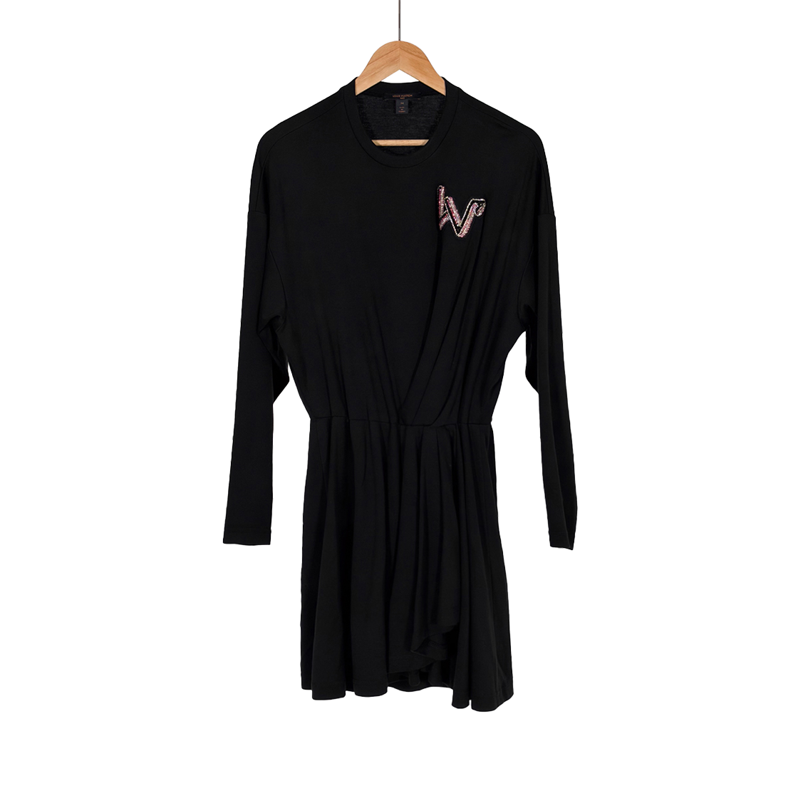 ITBHS96AVA5W Louis Vuitton Women's LV Crystal Logo Cotton Mini Dress - Black