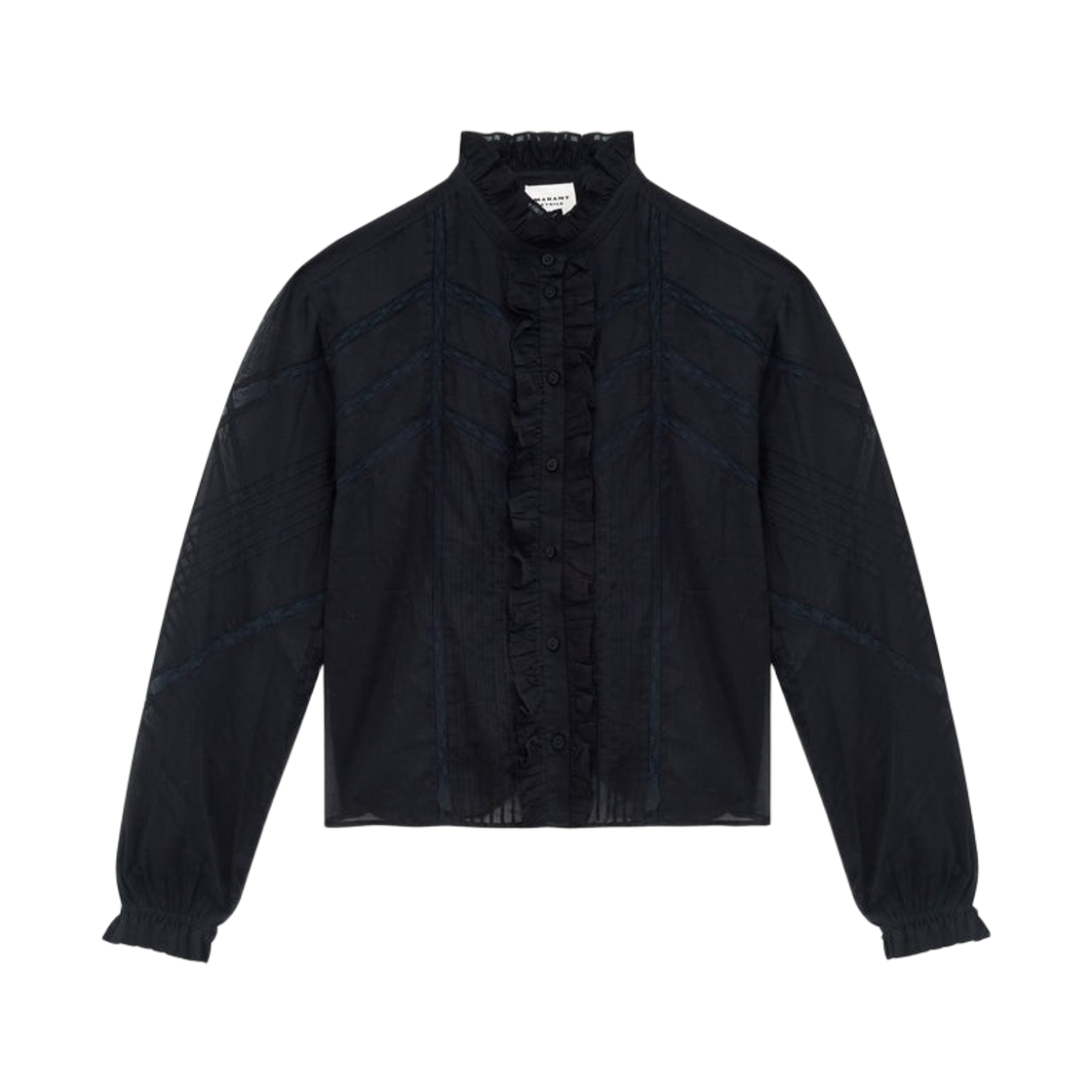 HT0445FA-B3J06E-01BK (W) Isabel Marant Gaia Plain Cotton Voile Blouse Black - 24FW