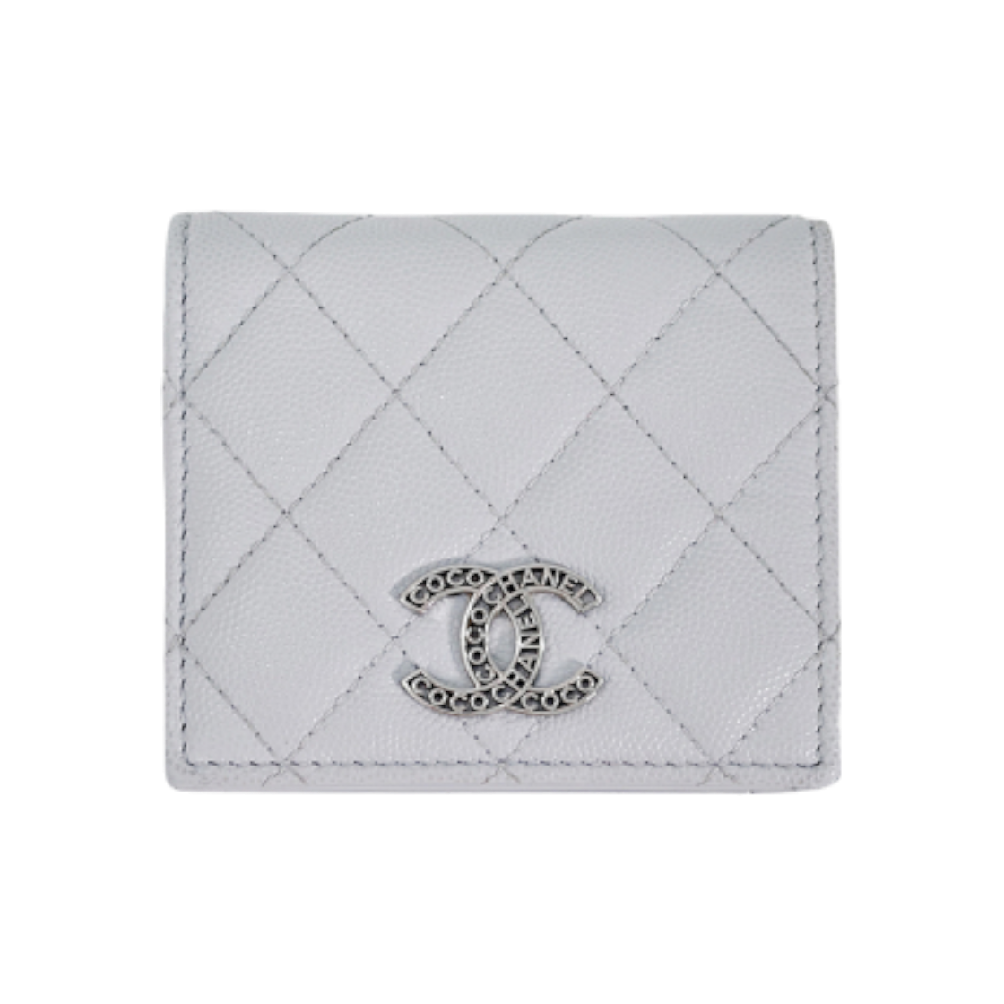 ITL9C44SU75O Chanel Women's CC Logo Caviar Snap Flap Wallet in Light Gray
