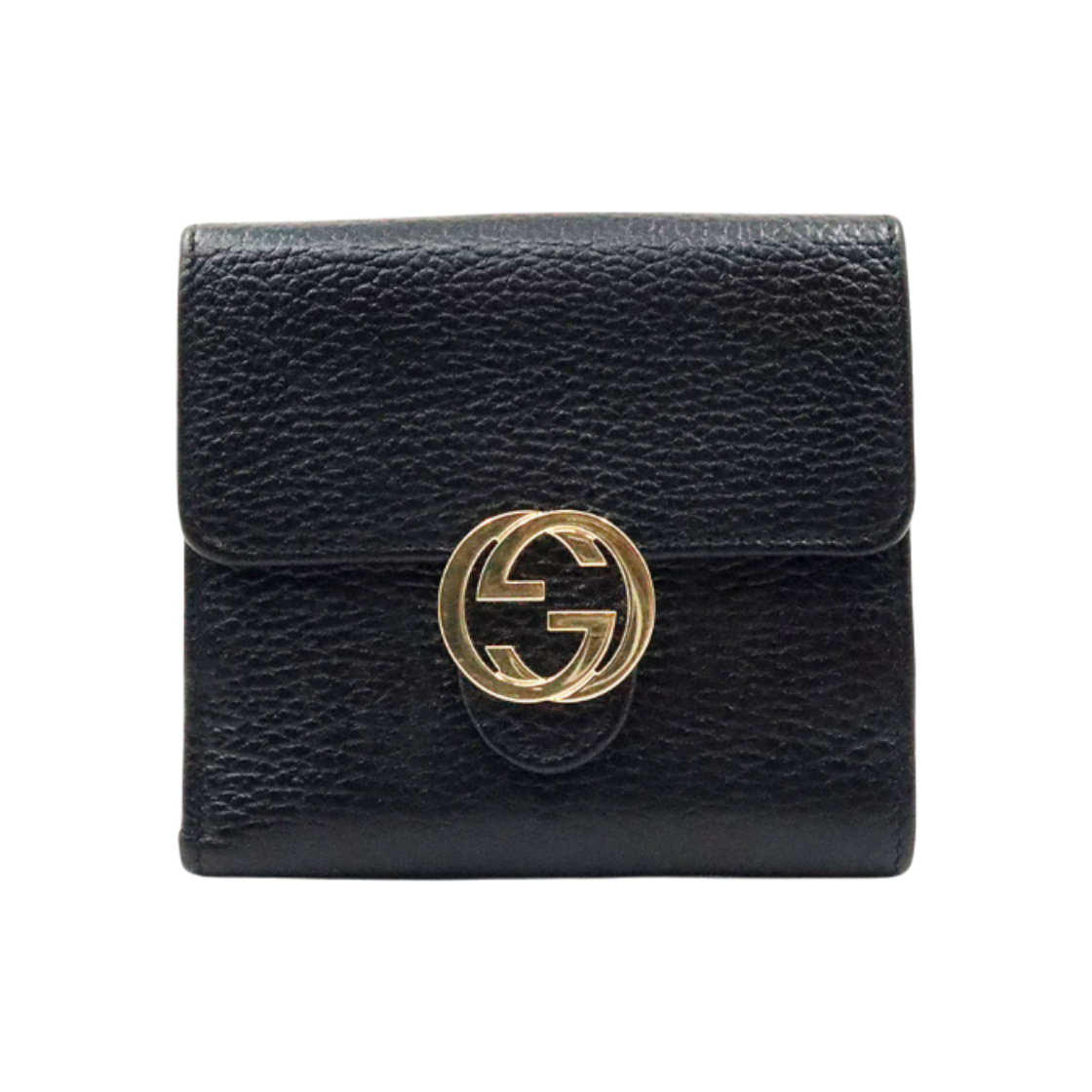 구찌 인터로킹 GG 블랙 레더 플랩 월렛(Gucci Interlocking GG Black Leather Flap Wallet)