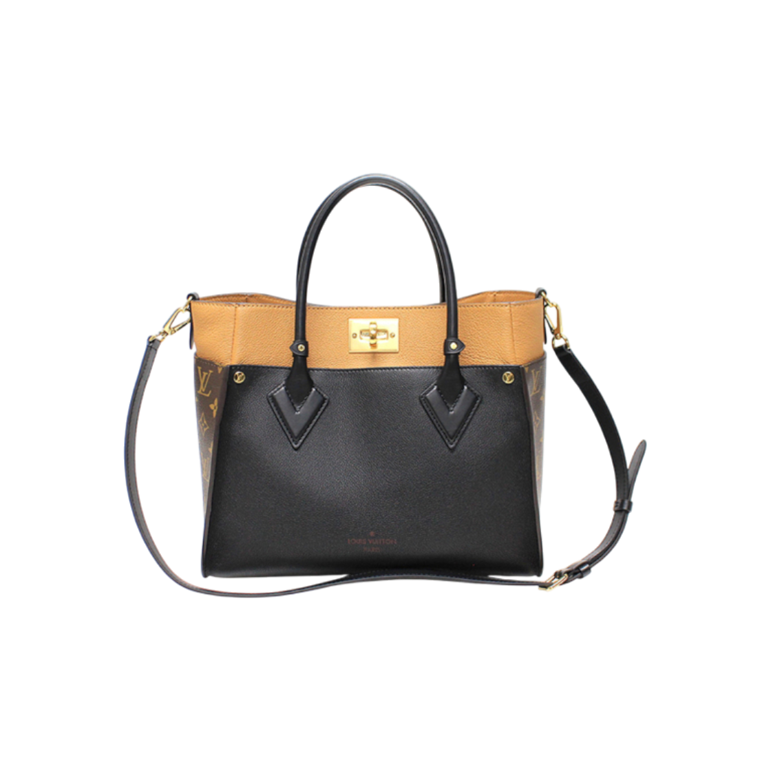 ITDC9DELSQ93 Louis Vuitton Monogram Canvas Noir Calfskin On My Side 2-Way Bag