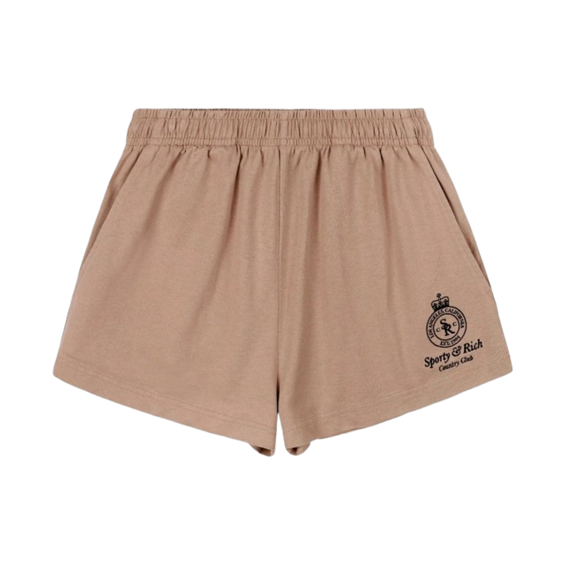 스포티 앤 리치 로고 자수 쇼츠 베이지(Sporty & Rich Logo Embroidered Shorts Beige)