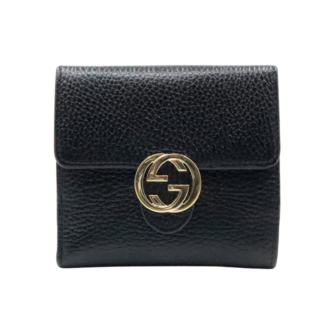 구찌 인터로킹 GG 블랙 레더 플랩 월렛(Gucci Interlocking GG Black Leather Flap Wallet)