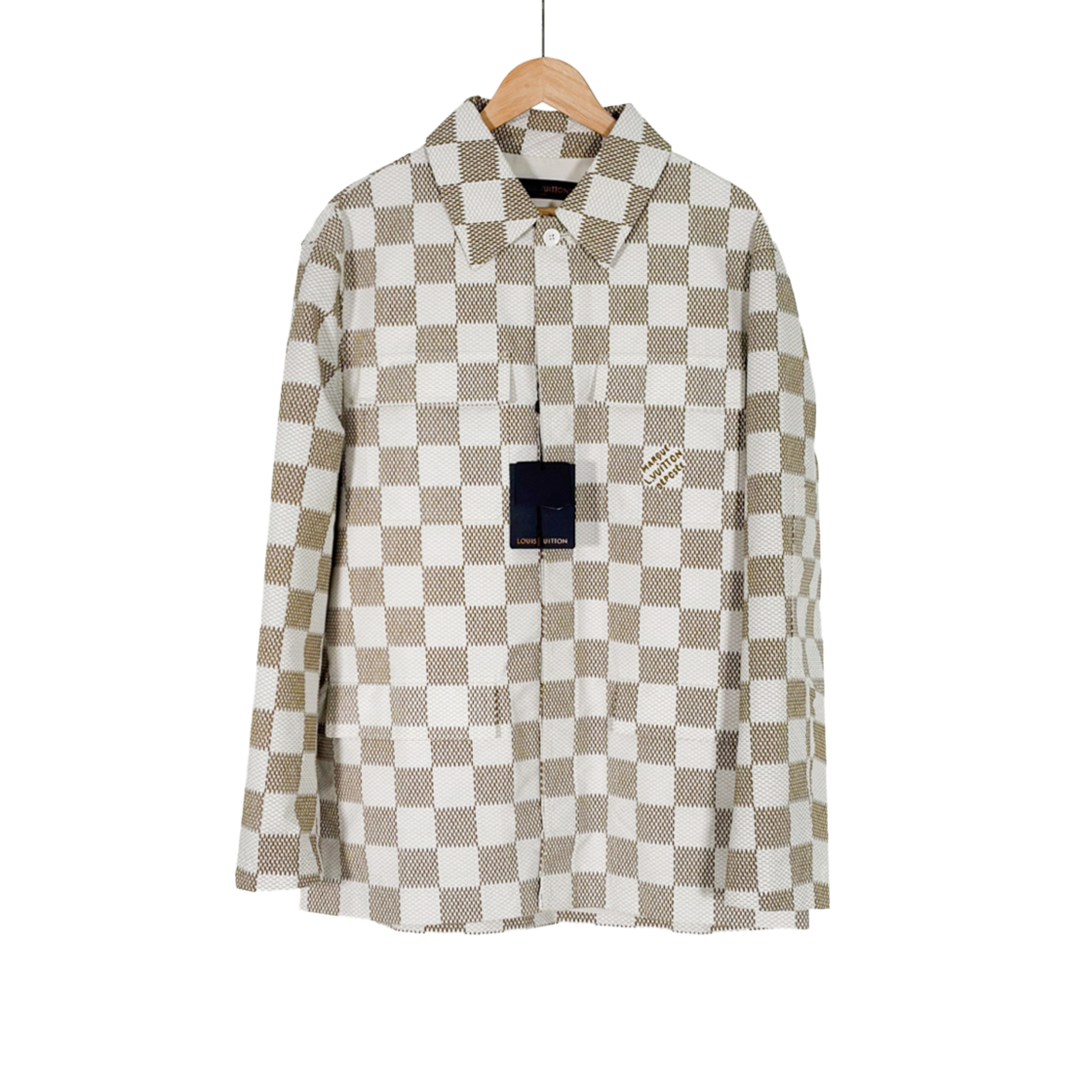 IT7GQASLPHGJ Louis Vuitton Men's Damier Monogram Cotton Nylon Oversized Shirt Jacket