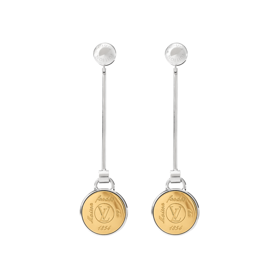 M03700 (W) Louis Vuitton Signet Earrings Palladium