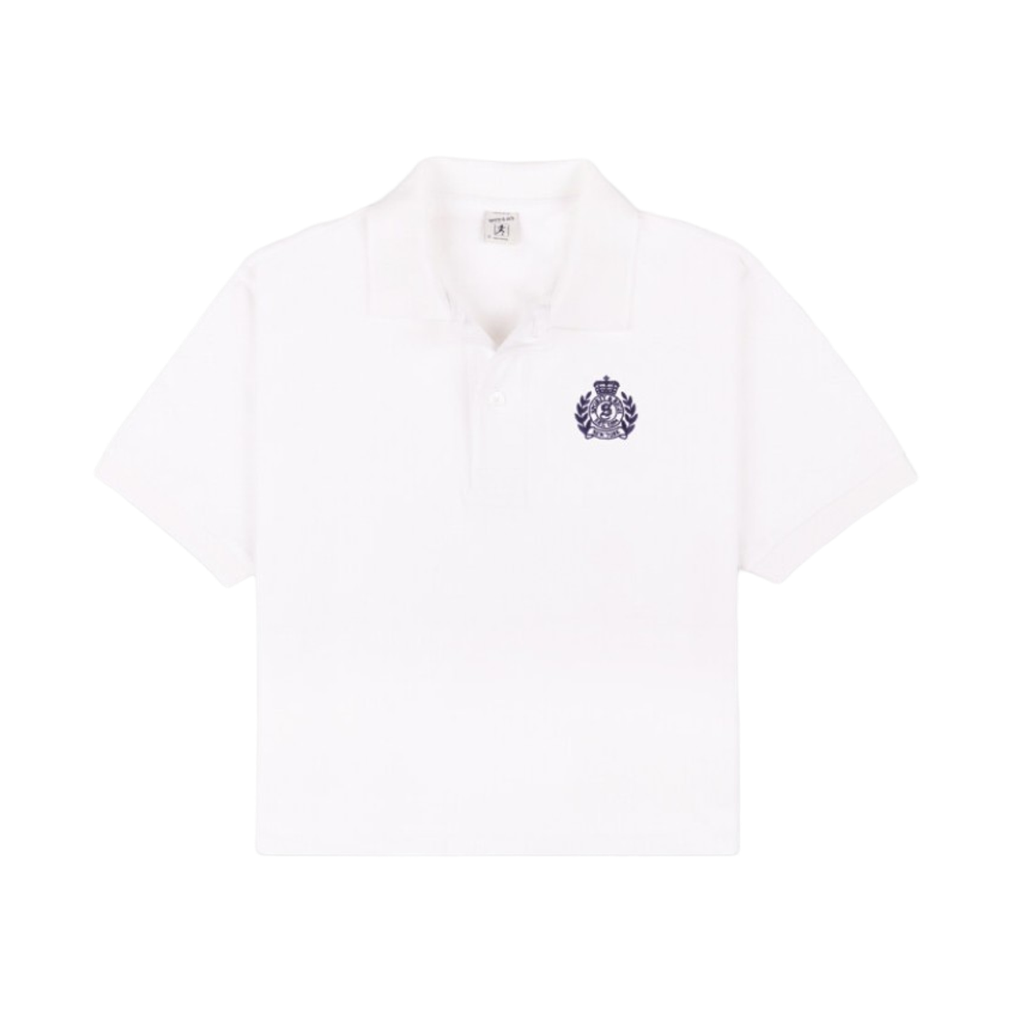 (W) 스포티 앤 리치 크레스트 크롭 피케 폴로 화이트((W) Sporty & Rich Crest Cropped Pique Polo White)