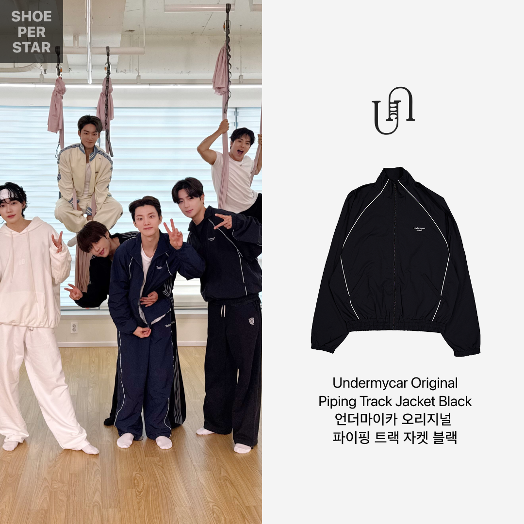 Undermycar MU.132 Original Logo Piping Line Track Jacket Black 착용 스타일 - 2