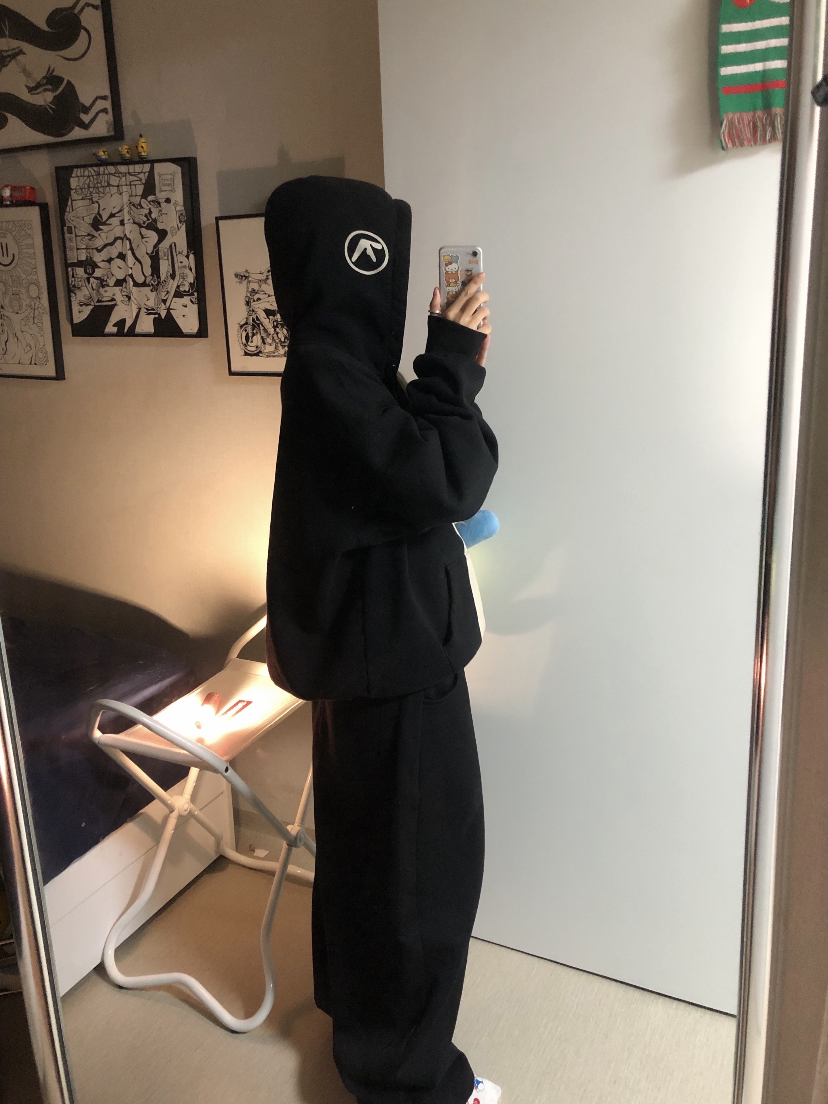 Supreme x Aphex Twin Zip Up Hooded Sweatshirt Black - 25SS 착용 스타일 - 3