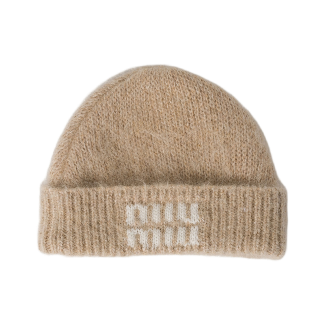 5HC378-2CQD-F0018 (W) Miu Miu Mohair Beanie Natural
