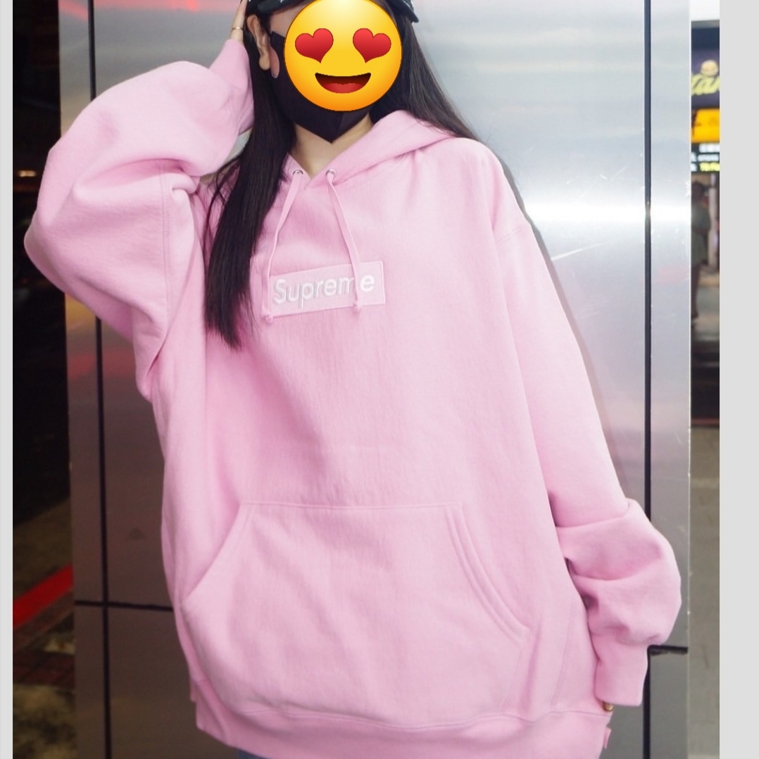 Supreme Box Logo Hooded Sweatshirt Dusty Pink - 24FW 착용 스타일 - 1
