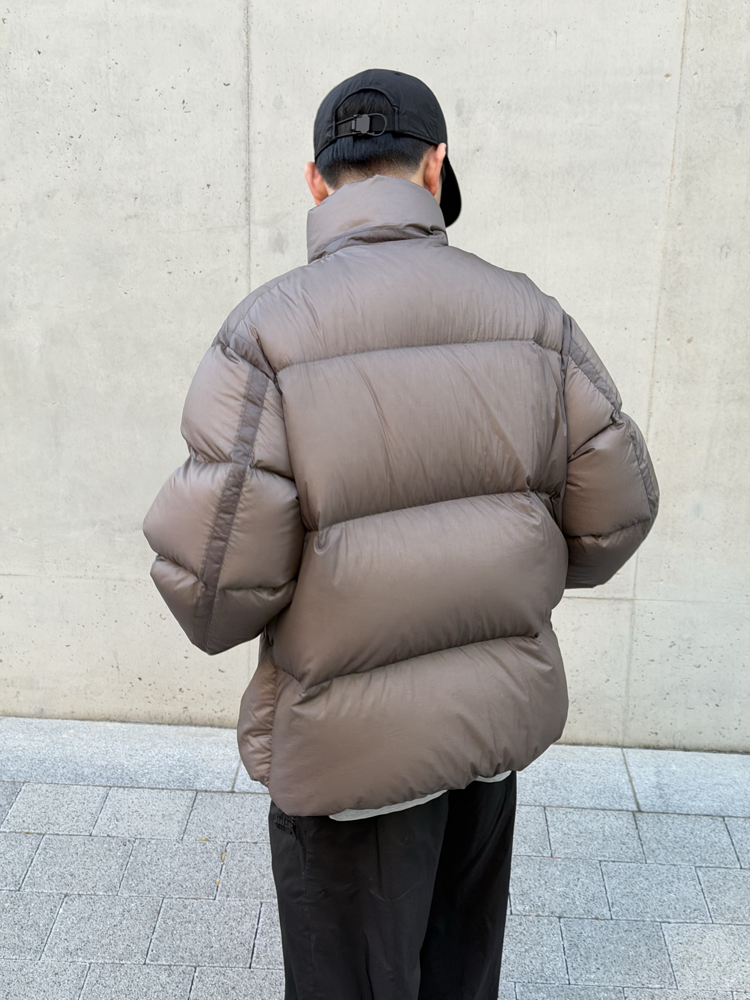 [FW25] moif Shadow Puffer Down Parka Sheer Olive, [SS25] moif Uniform Cap Black NC 착용 스타일 - 4