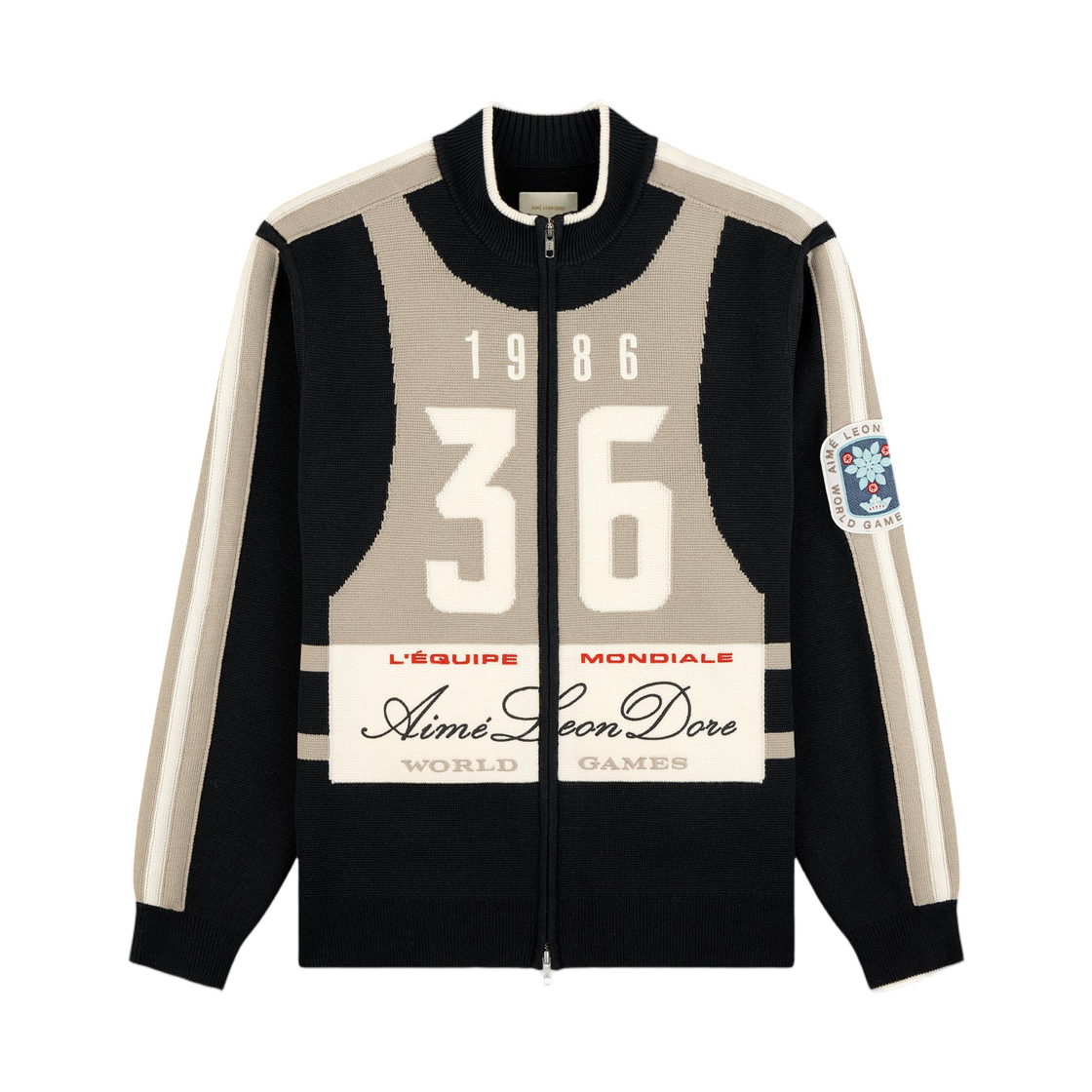 - Aime Leon Dore Full Zip Alpine Ski Sweater Jet Black