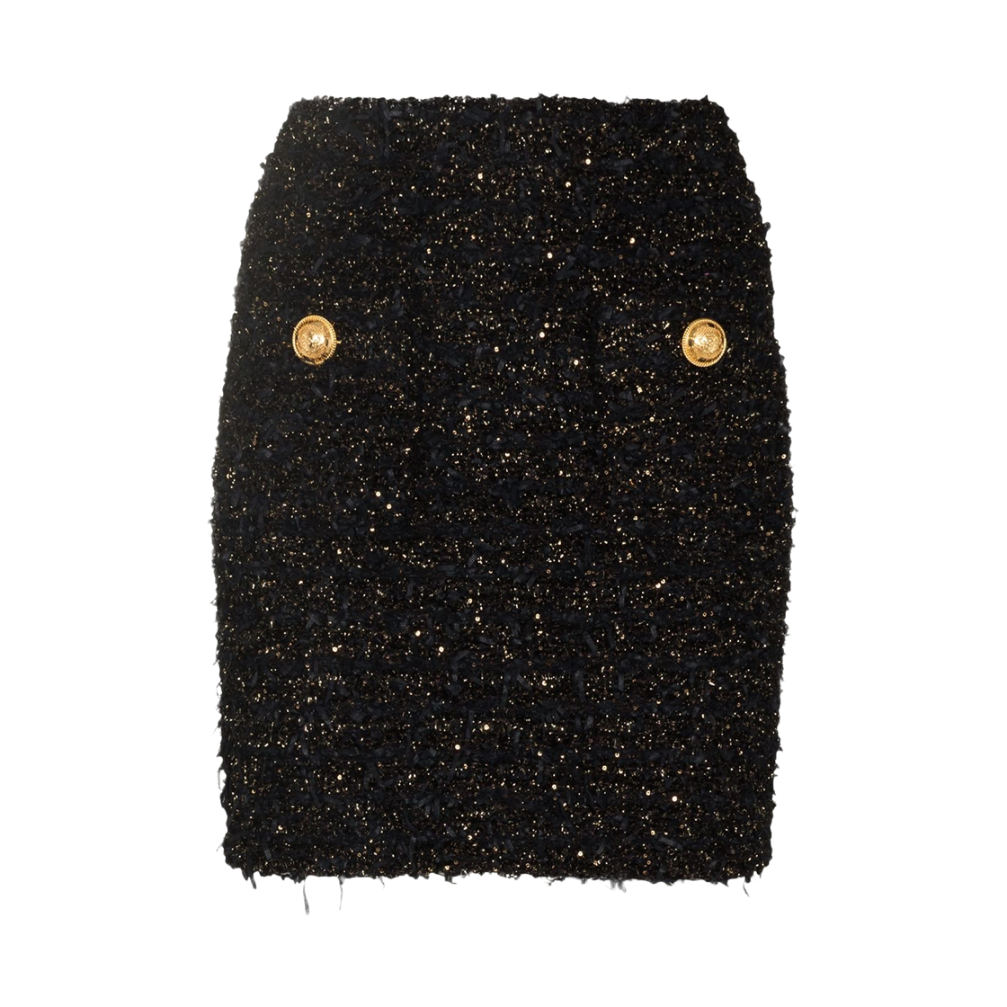 EF1LB015KB19EAD (W) Balmain High-Rise Tweed Mini Skirt Black