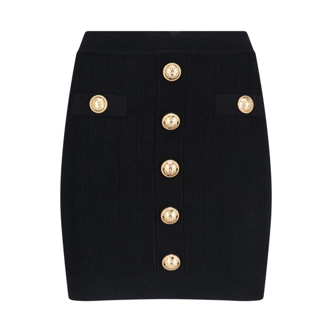 (W) ๋ฐ๋ง ๋ฒํผ ๋ํธ ์ค์ปคํธ ๋ธ๋((W) Balmain Knit Skirt with Buttons Black)