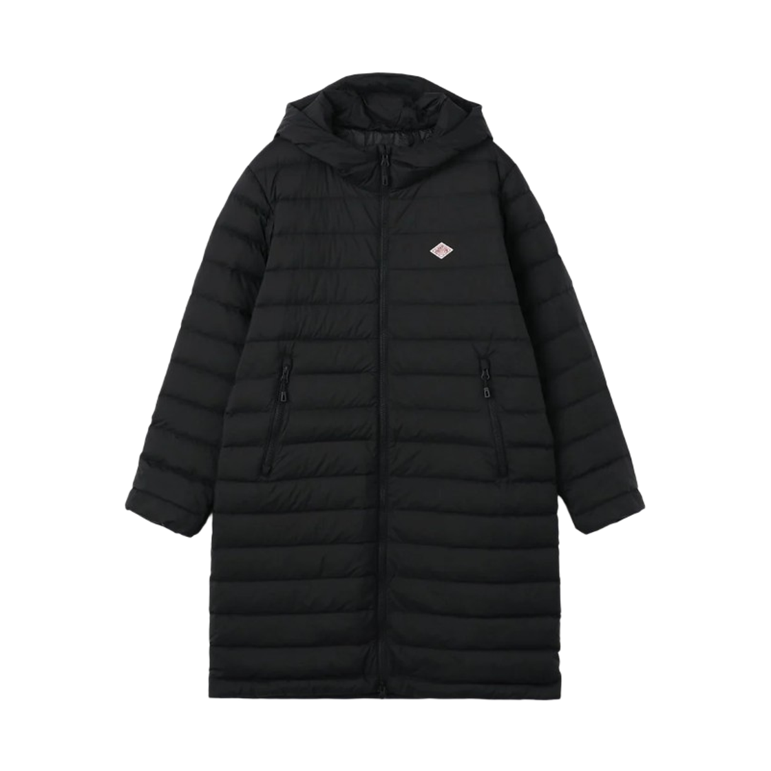 DT-A0566 (W) Danton Nylon Taffeta Middle Down Hooded Coat Black