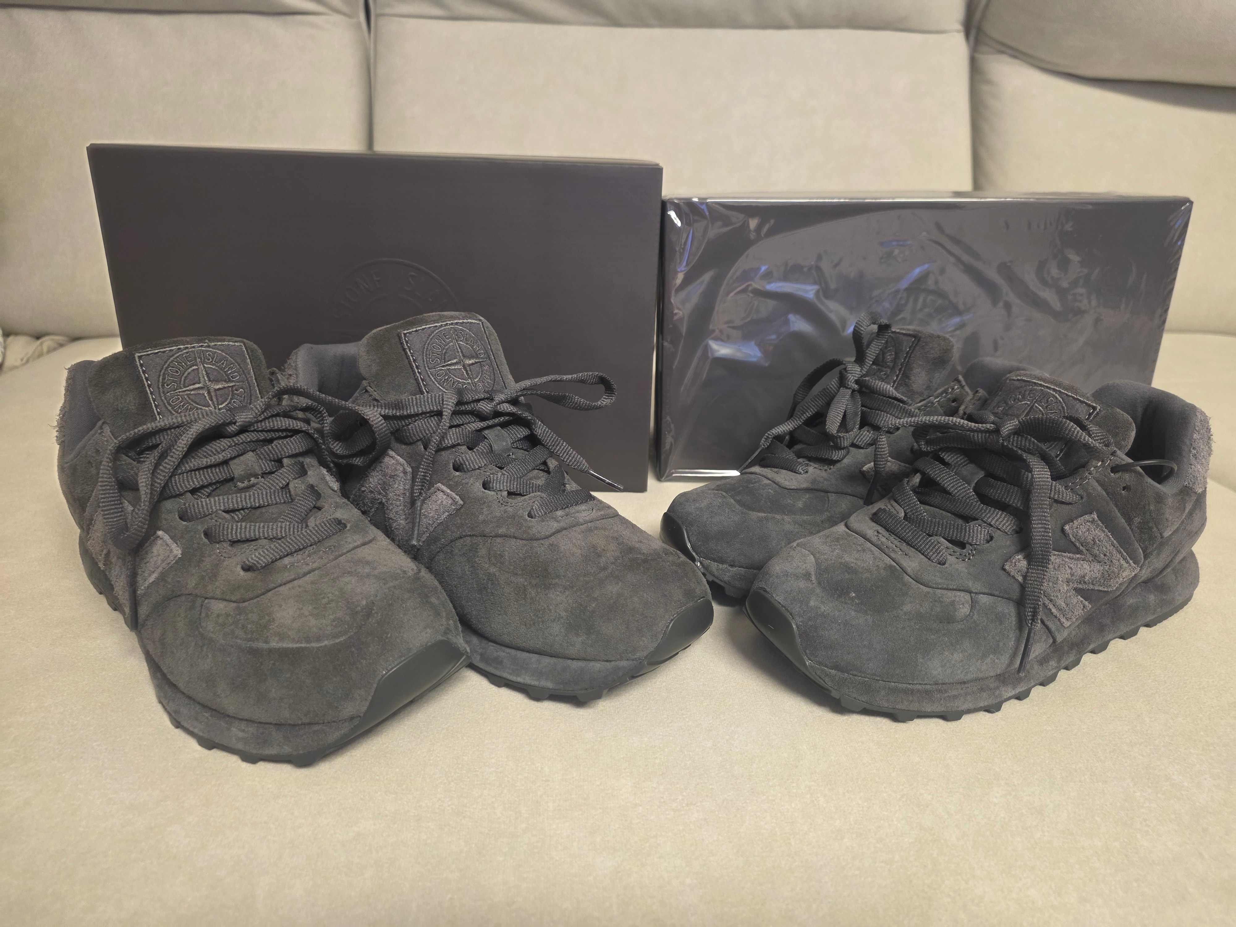 New Balance x Stone Island 574 Ghost Navy Blue 착용 스타일