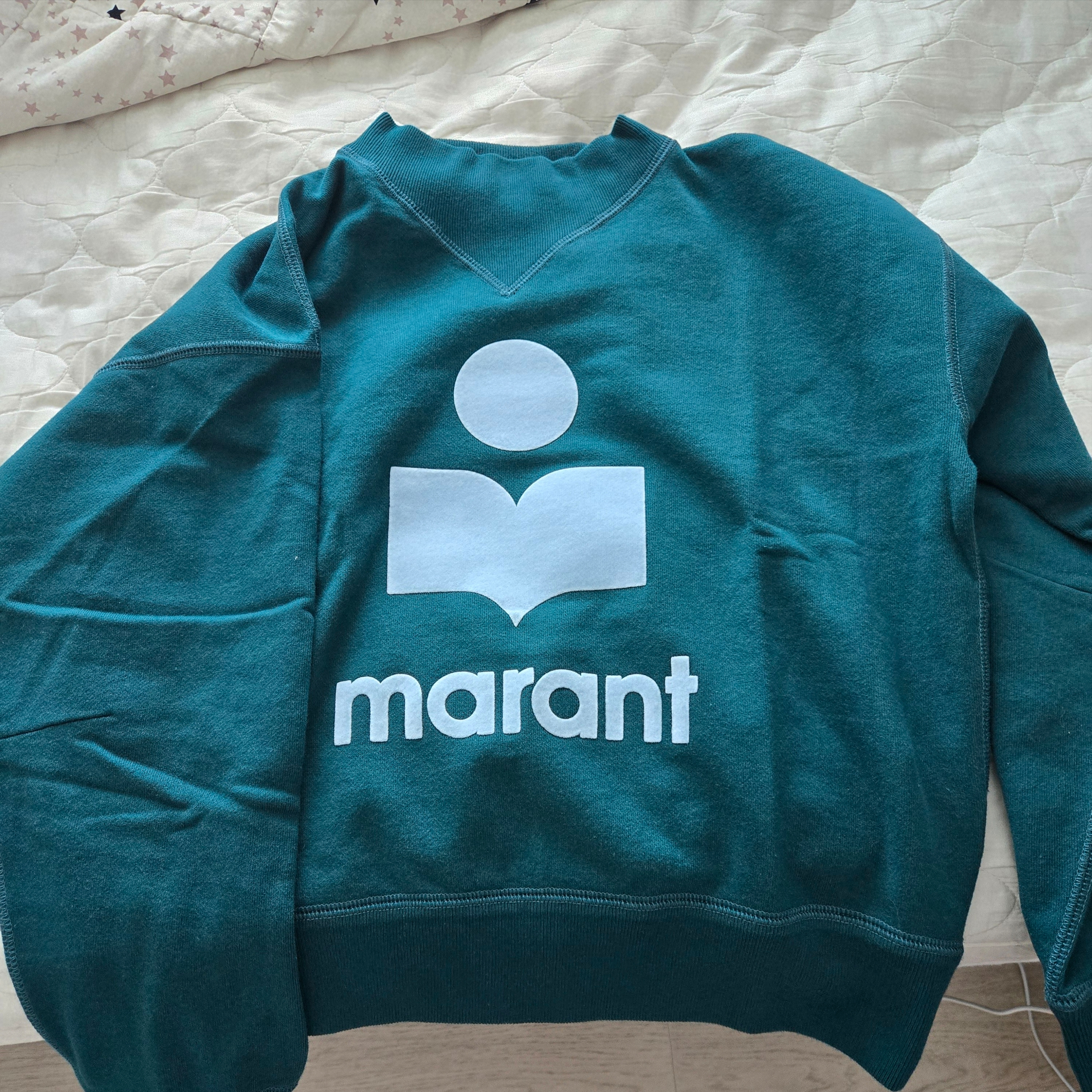 (W) Isabel Marant Moby Logo Sweatshirt Teal Ice Blue - 23SS 착용 스타일