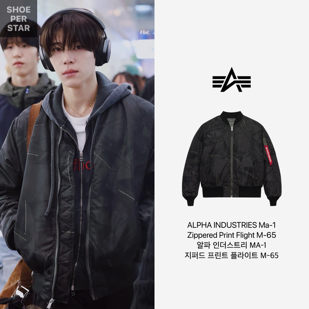 ALPHA INDUSTRIES Ma-1 Zippered Print Flight Jacket M-65 Zipper Print 착용 스타일 - 2