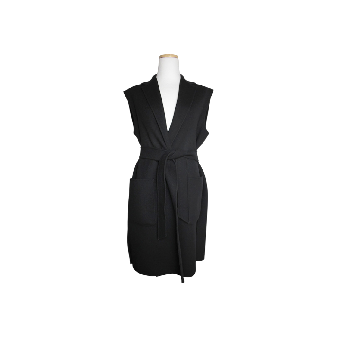 IT4DV5VL5VIQ Max Mara Weekend Black Belted Long Vest Size 66