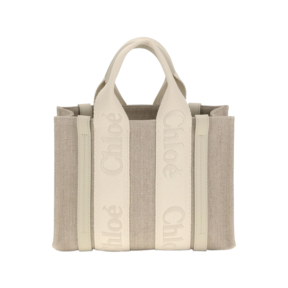 CHC23AS397L1720S Chloe Small Woody Tote Bag in Linen Yellow Cream