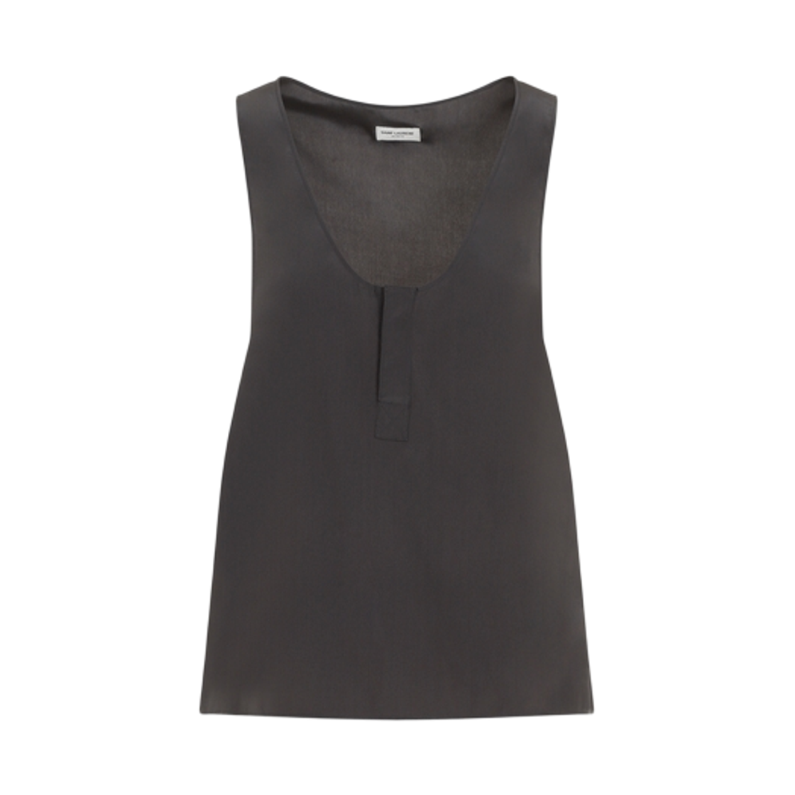789945-Y7I22-4280 (W) Saint Laurent Henley Silk Tank Top Grey