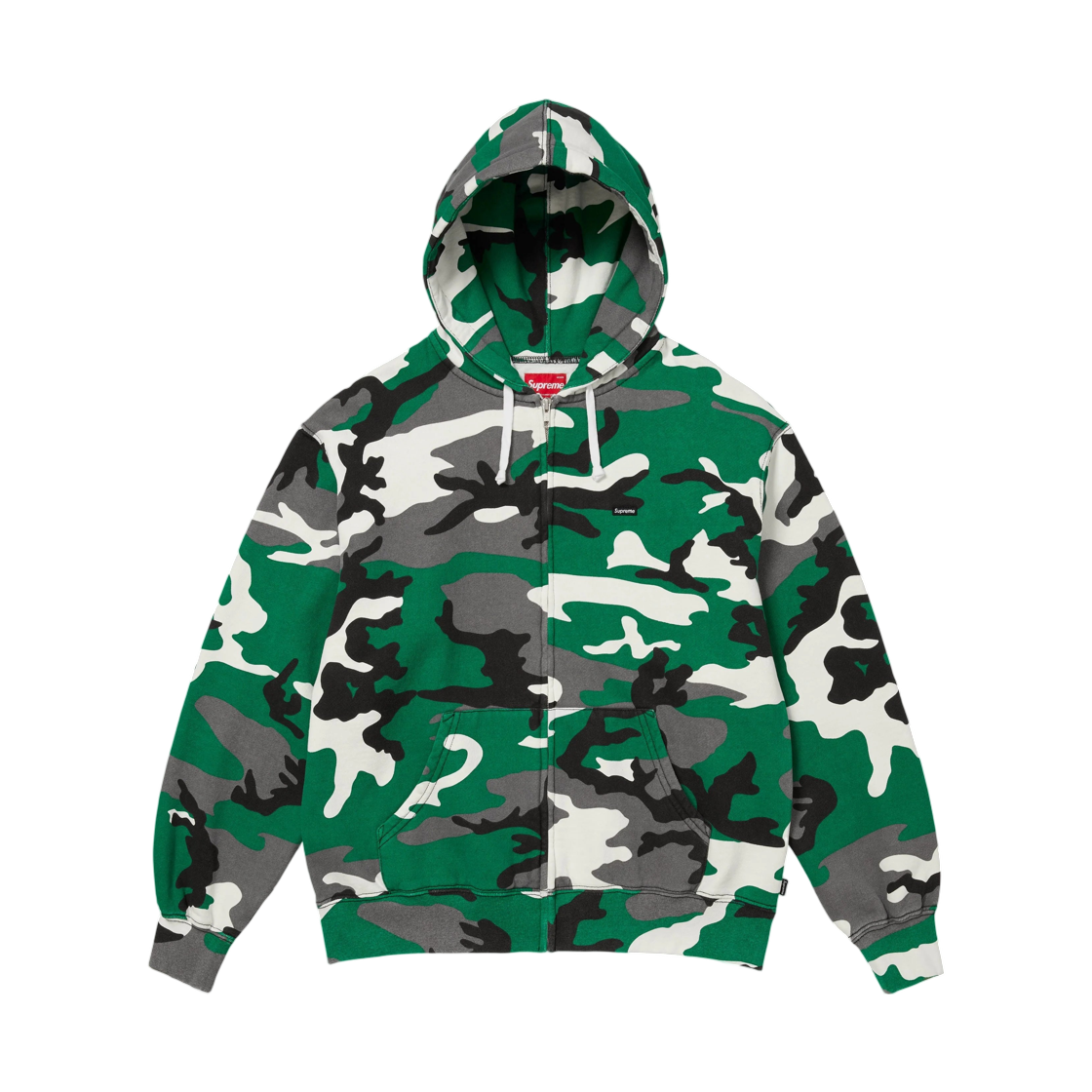 슈프림 스몰 박스 집업 후드 스웨트셔츠 그린 카모 - 25FW