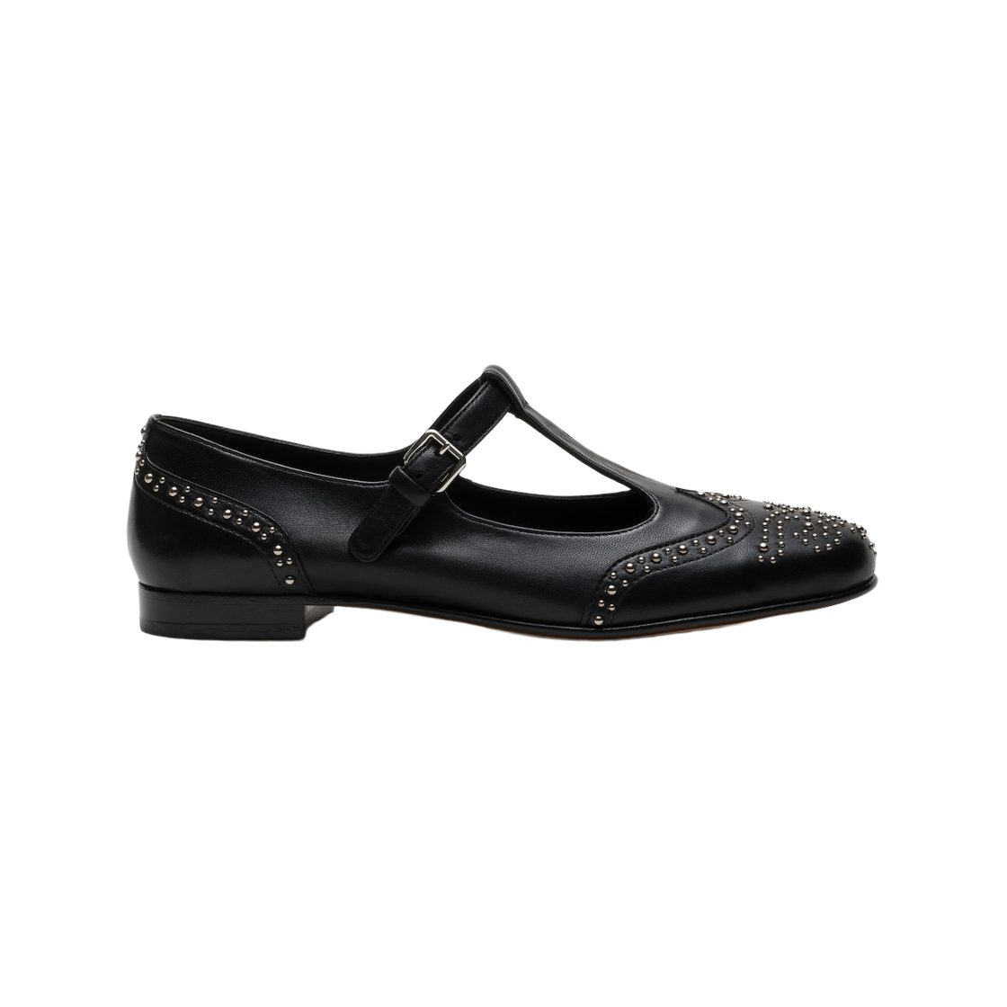 DX0111-9WP-F0AAB (W) Church's Opal Met Nappa Mary Jane Ballet Flat with Studs Black