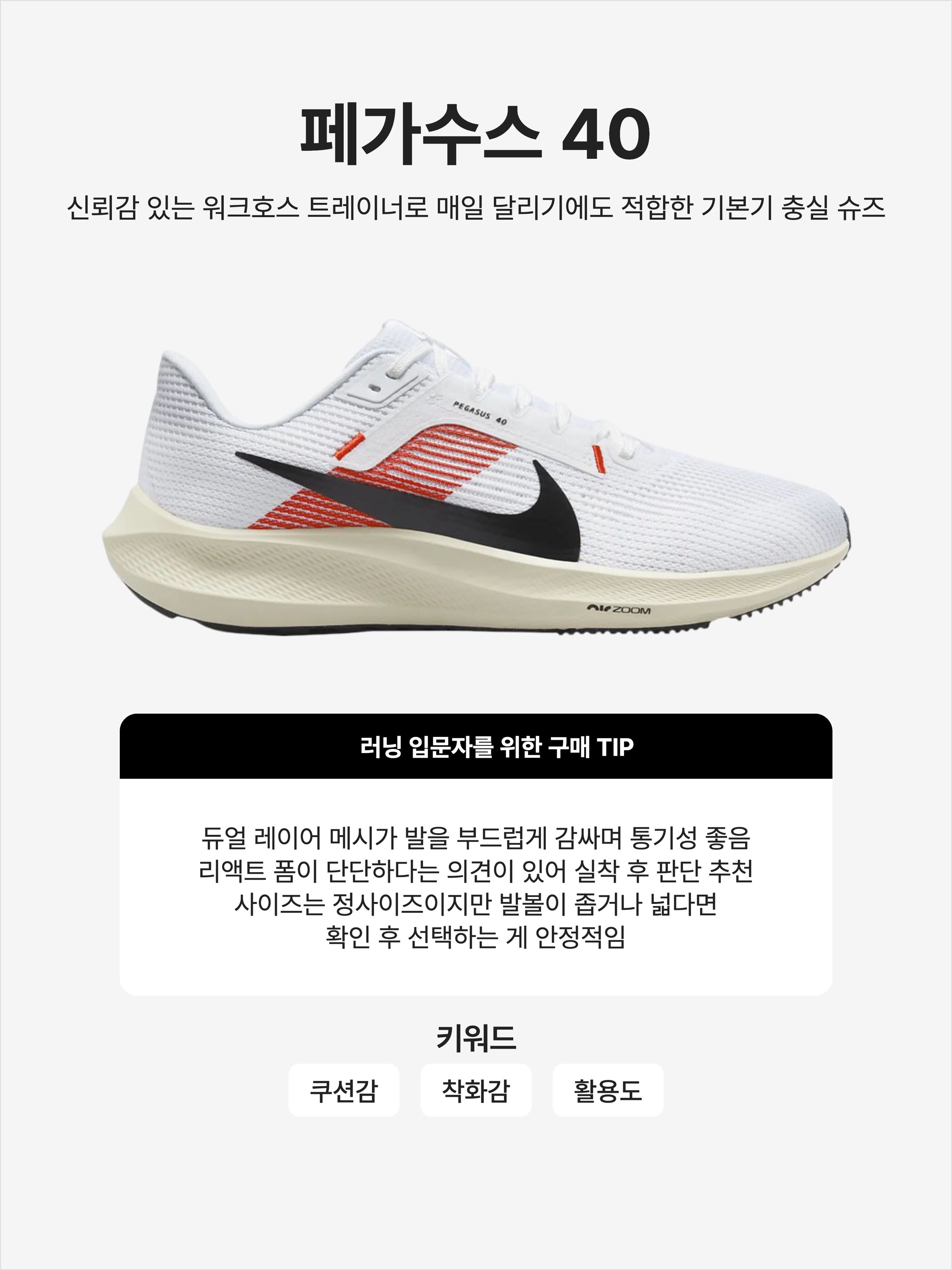 Nike Air Zoom Pegasus 40 Eliud Kipchoge, Nike Air Zoom Pegasus 40 White Wolf Grey 착용 스타일 - 1