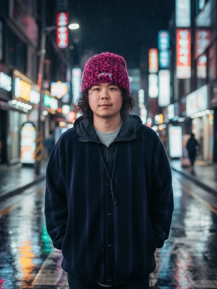 Stussy Skullcap Leopard Pink, Uniqlo x Needles Fleece Oversized Cardigan Black - KR 착용 스타일 - 4