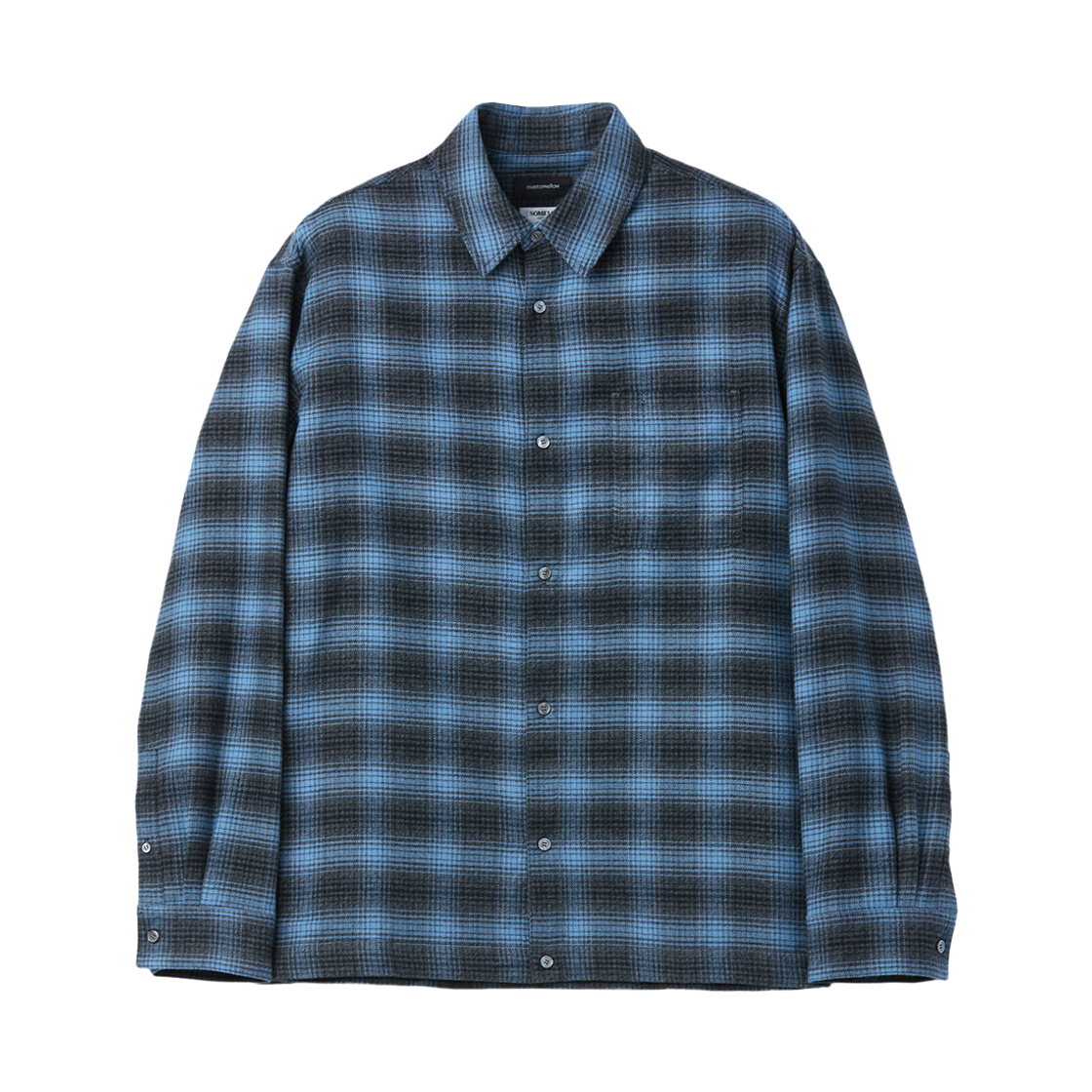 CWSAW25132BUX Customellow Oversized Fit String Check Shirt Blue