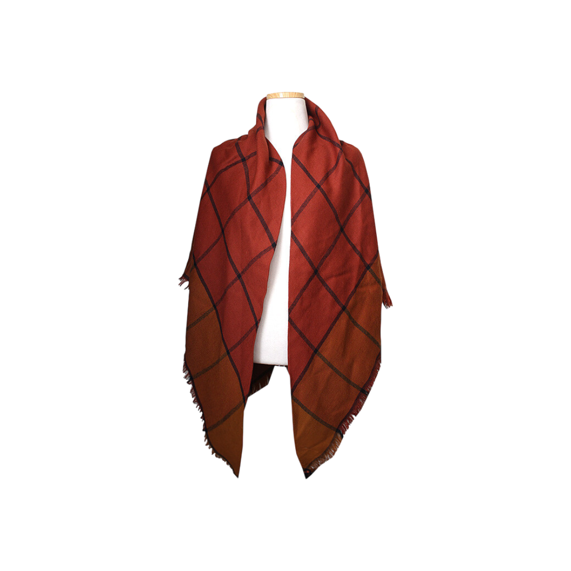 ITQJJULJUQ69 Burberry Brick Red Check Wool Shawl & Scarf