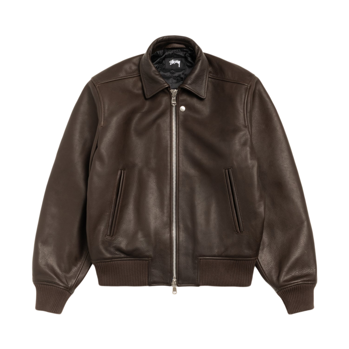 스투시 레더 플라이트 자켓 다크 브라운
