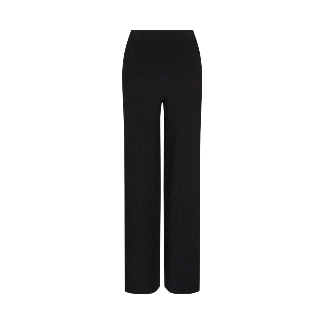 EW003099AF21539UC001 (W) Emporio Armani Travel Essentials Capsule Collection Viscose Blend Trousers with An Embossed Motif Black