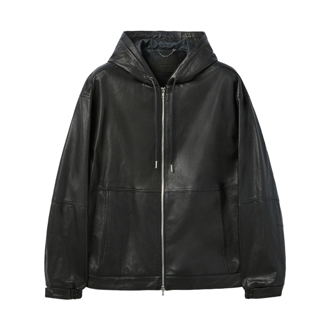 CWUDW25713BKX Customellow Leather Hood Zip-Up Jacket Black