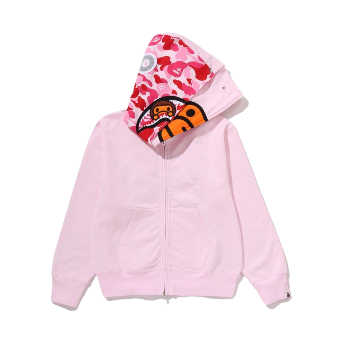 (W) 베이프 마일로 샤크 풀 집 더블 후드 핑크((W) BAPE Milo Shark Full Zip Double Hoodie Pink) - 2