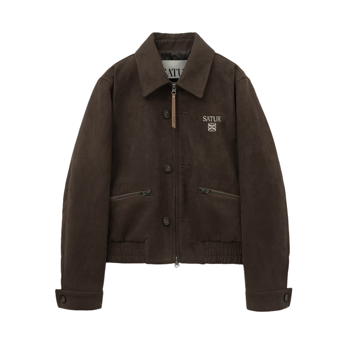 SA253WJP03DBN0 SATUR W Teo Faux Suede Short Jacket Dark Brown