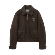 SATUR W Teo Faux Suede Short Jacket Dark Brown