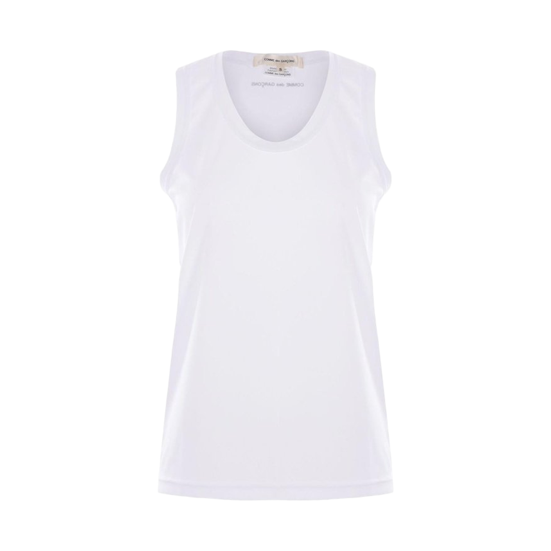 (W) 꼼데가르송 로고 저지 탱크탑 화이트((W) Comme des Garcons Logo Jersey Tank Top White)