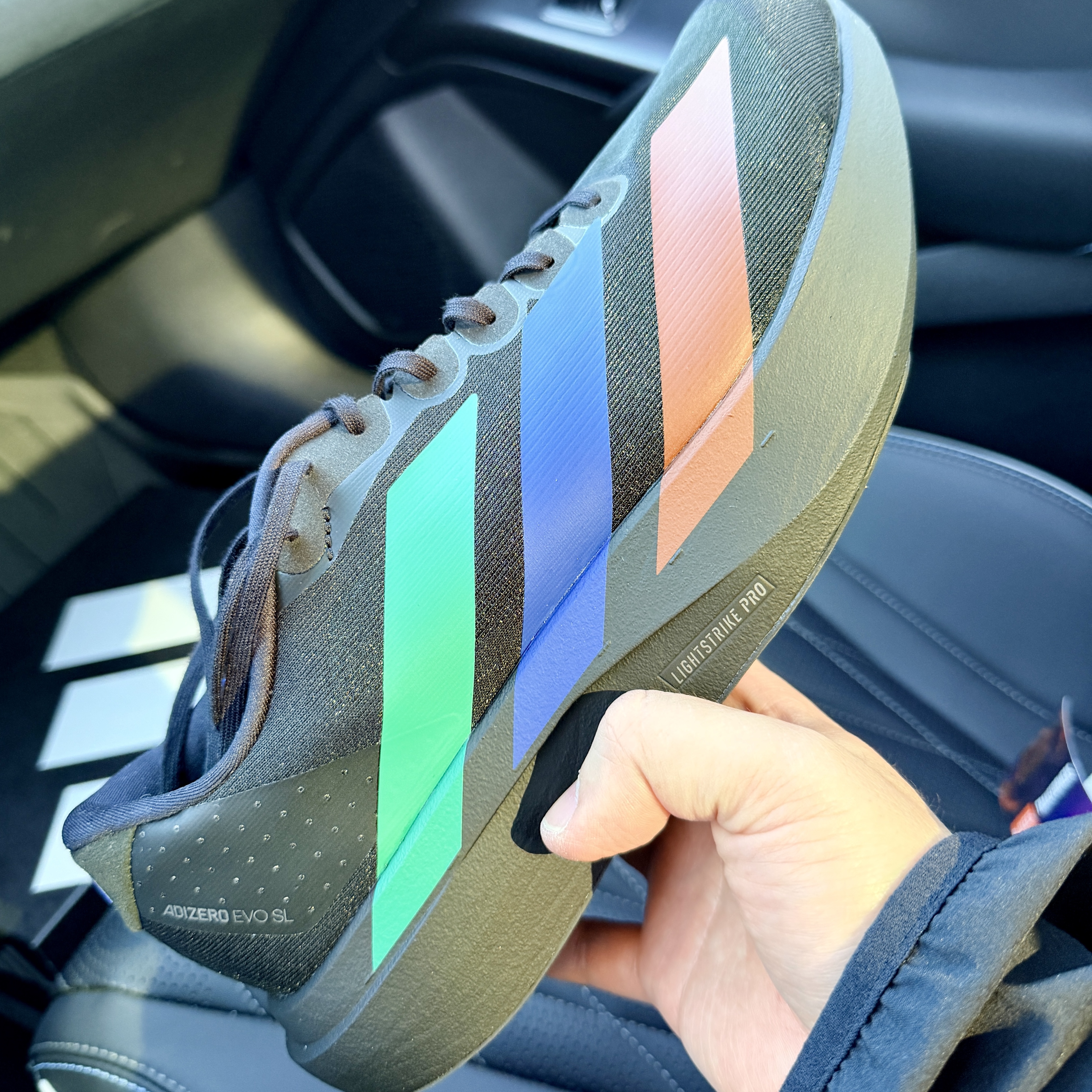 Adidas x Pharrell Williams Humanrace Adizero Adios EVO SL Core Black Semi Court Green 착용 스타일