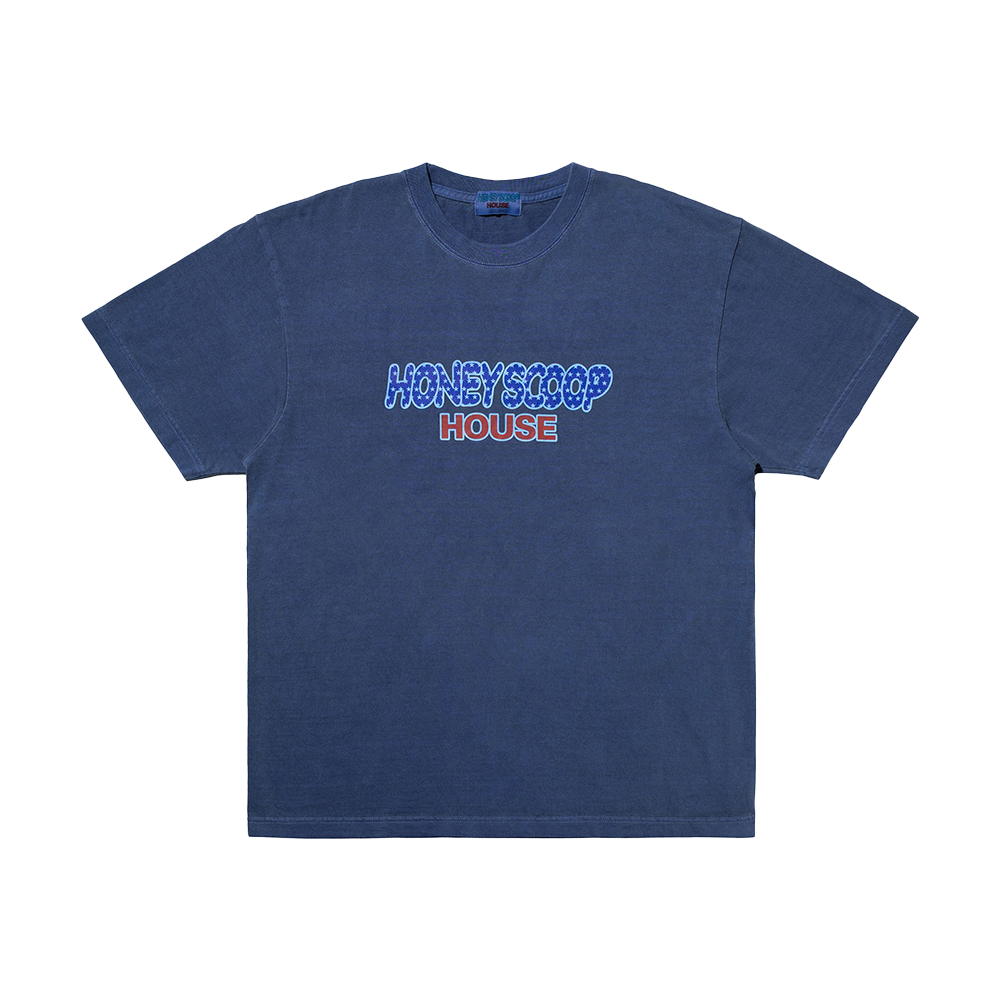 허니스쿱하우스 플래그 로고 오버다이드 티 네이비(Honey Scoop House Flag Logo Overdyed Tee Navy)