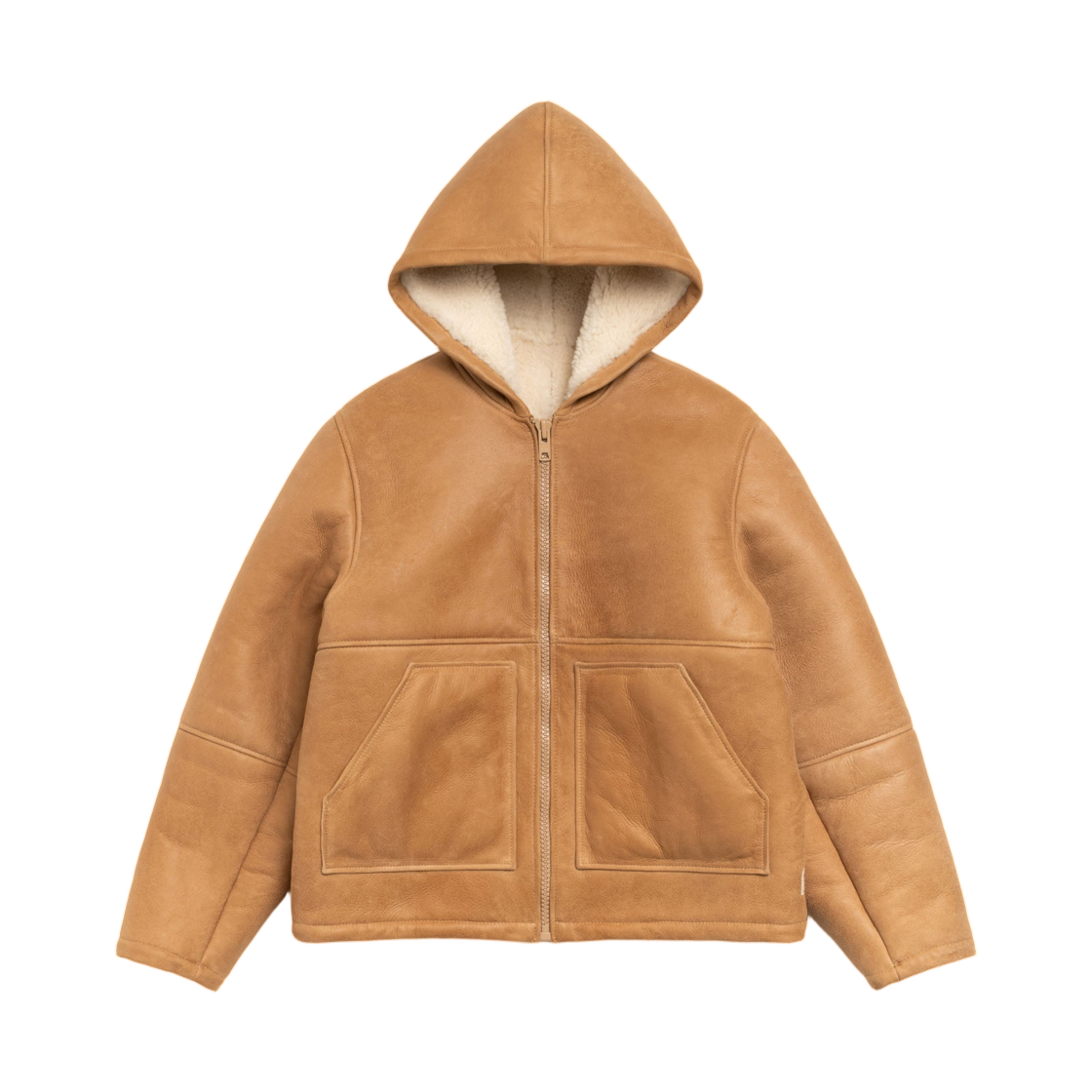 115920 Stussy Shearling Hooded Jacket Tan
