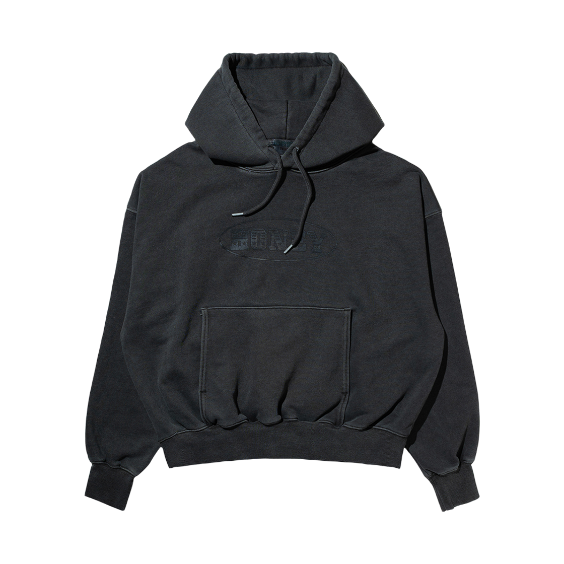 허니스쿱하우스 C 보이 로고 오버다이드 크롭 후디드 스웻셔츠 차콜(Honey Scoop House C Boy Logo Overdyed Crop Hooded Sweatshirt Charcoal)