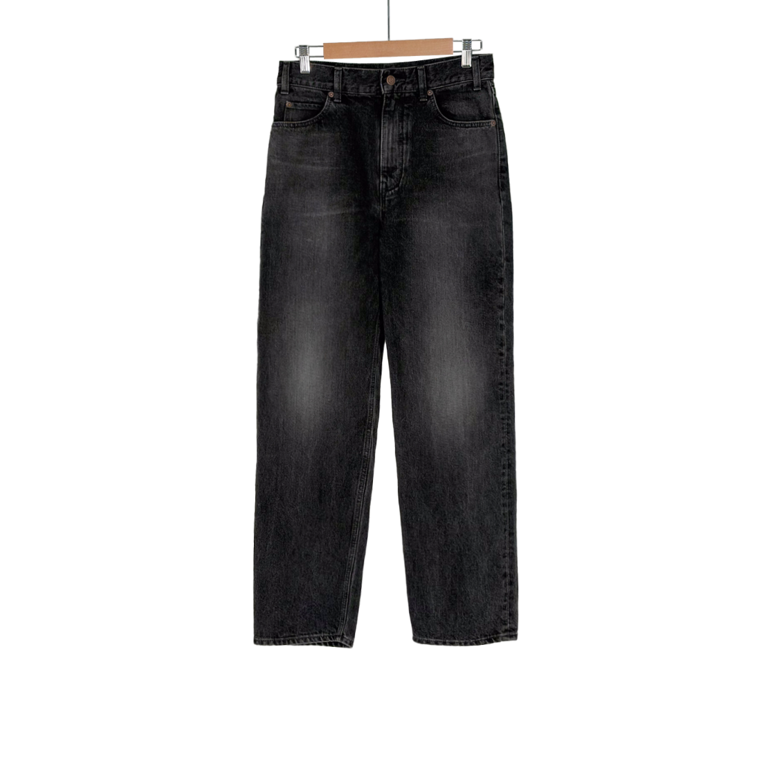 ITDL4IQT9NFG Celine Men's Washed Cotton Denim Straight Leg Jeans Black