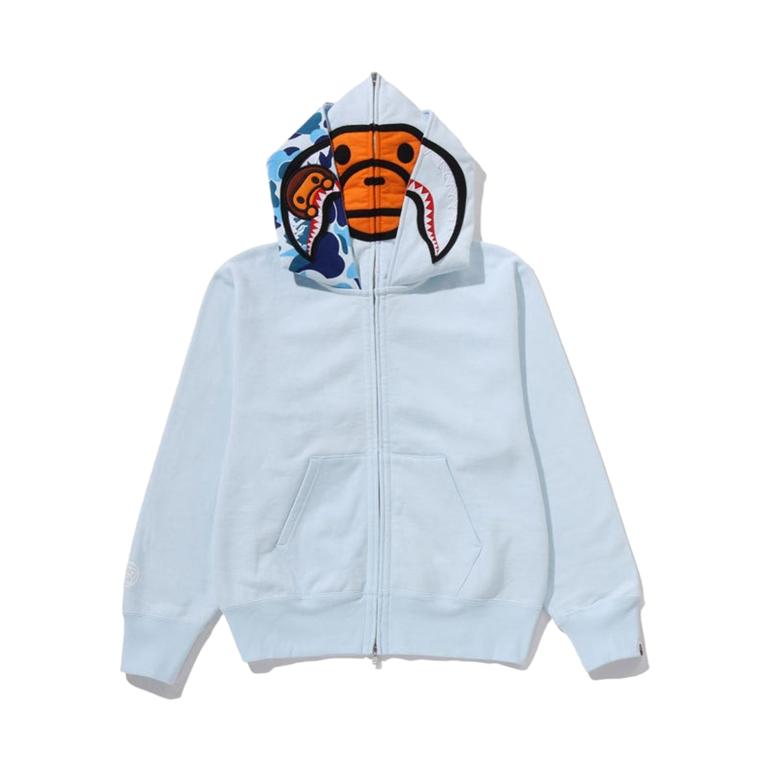- (W) BAPE Milo Shark Full Zip Double Hoodie Sax