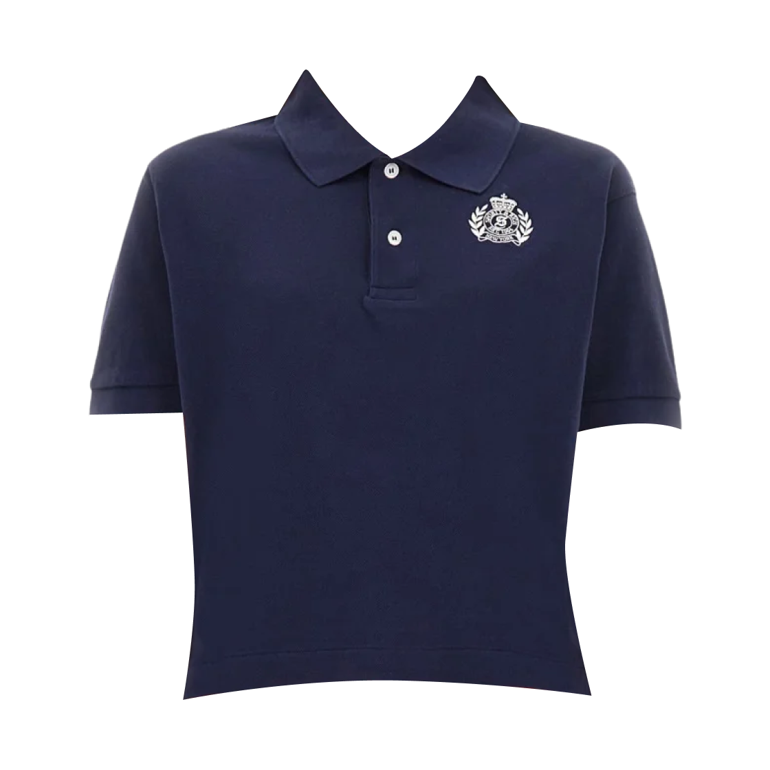 (W) 스포티 앤 리치 크레스트 크롭 피케 폴로 다크 네이비((W) Sporty & Rich Crest Cropped Pique Polo Dark Navy)