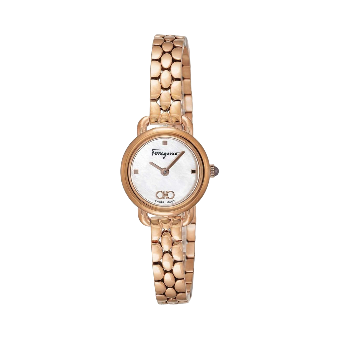 (W) 페라가모 바리나 쿼츠 22mm 스테인리스 스틸 화이트 펄((W) Ferragamo Varina Quartz 22mm Stainless Steel White Pearl)