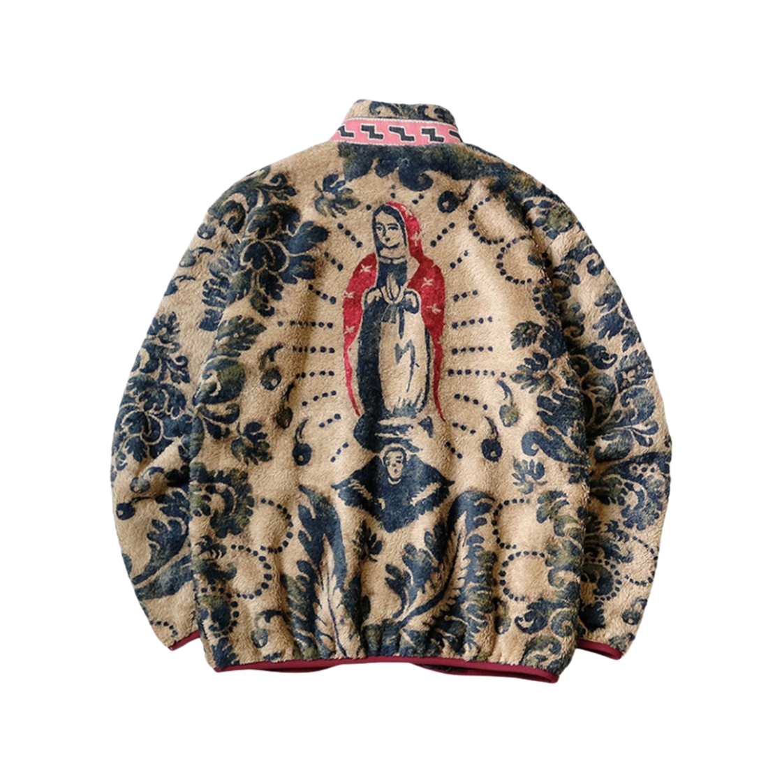 E251117-02 Kapital Damask Pattern Maria Fleece Zip Blouson Beige