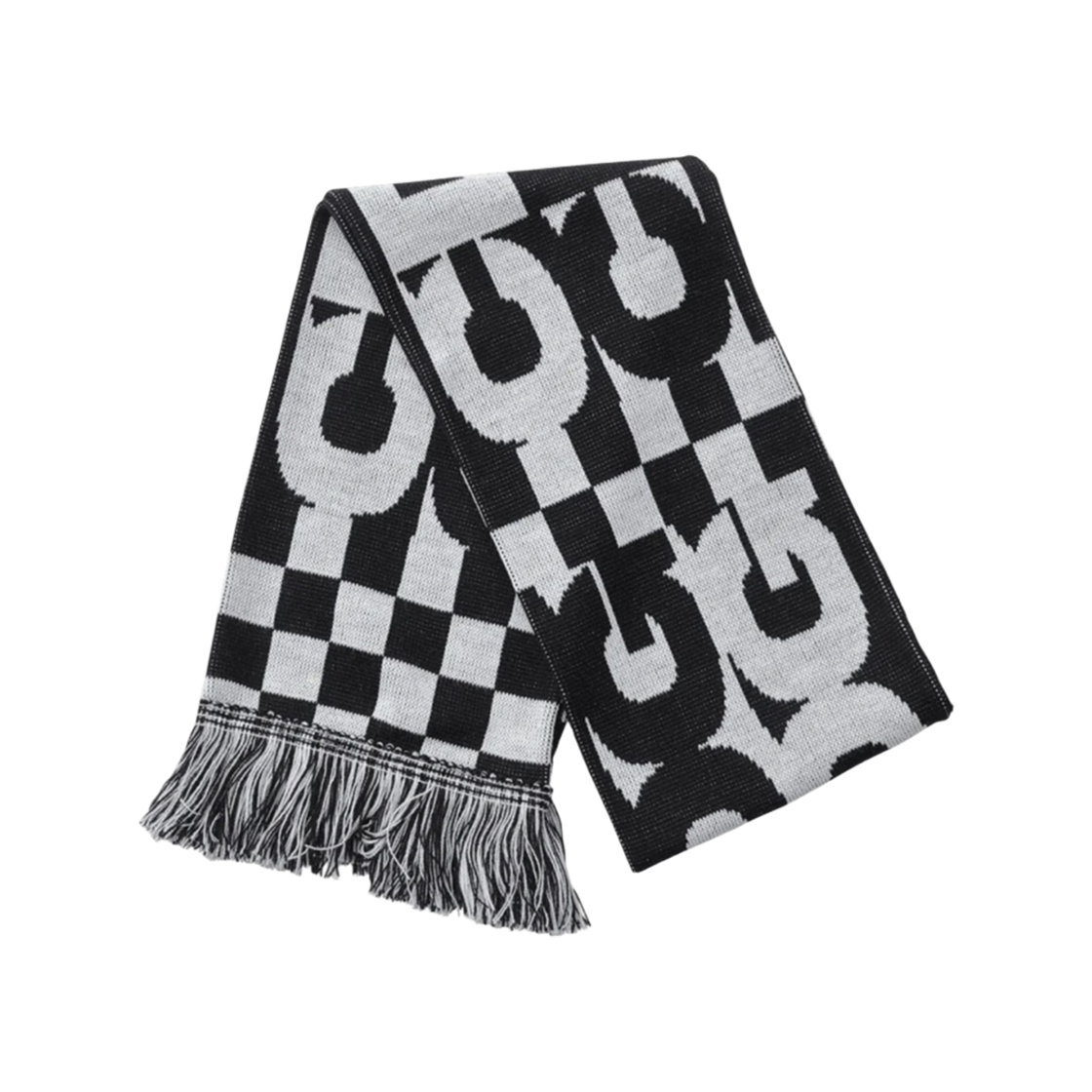E251117-06 CDG Logo Check Scarf White Black